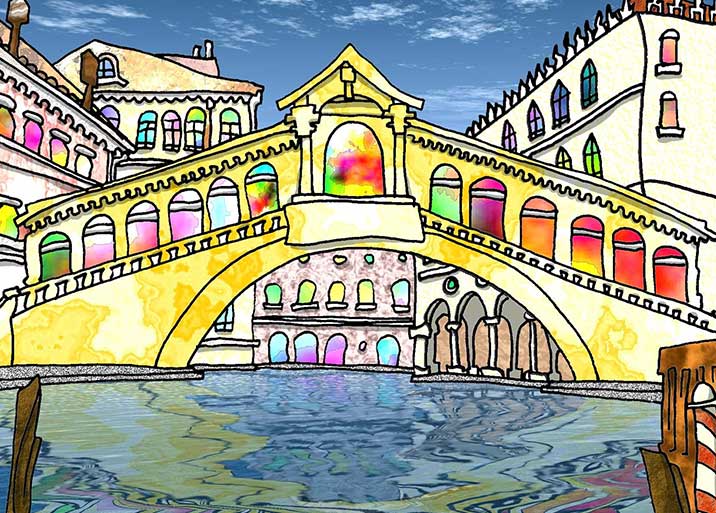 Illustration with Venice Bridge